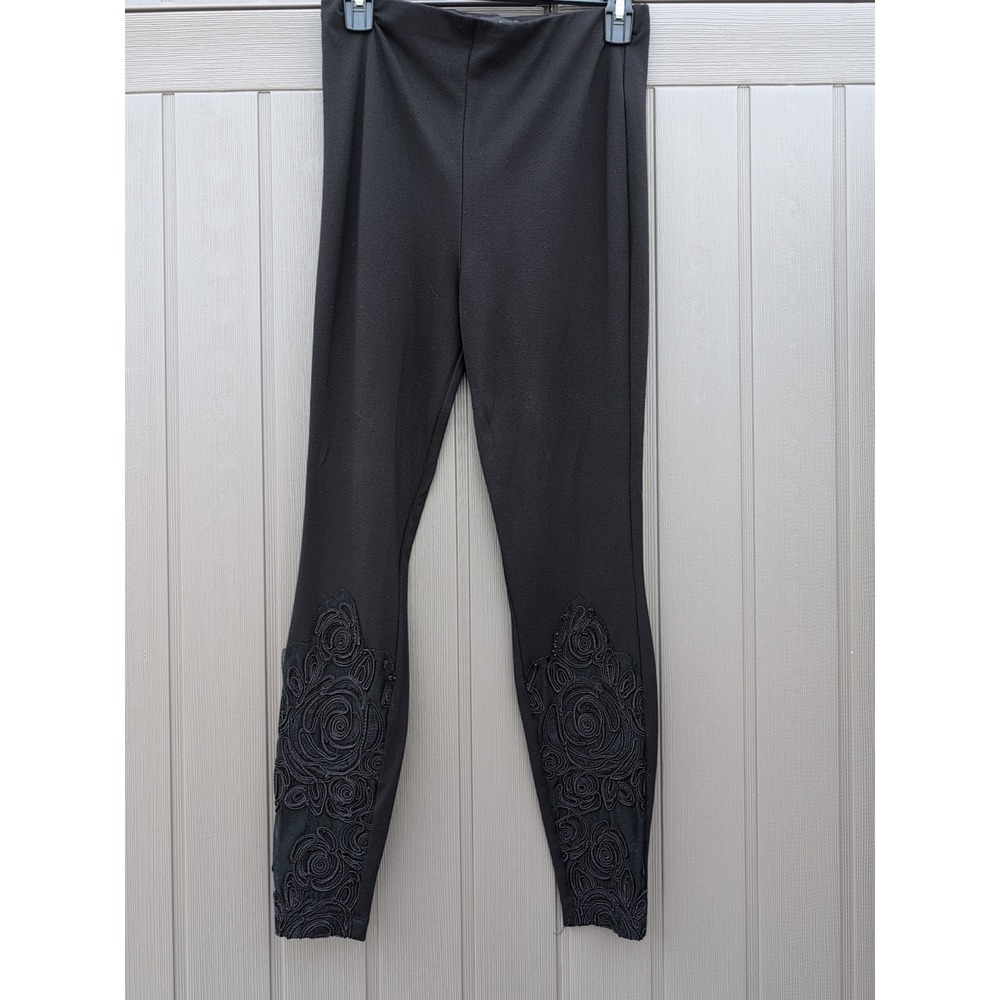 Bebe Women's Black Small Elastic Lace Waist‎ Stretch Pull On Leggings